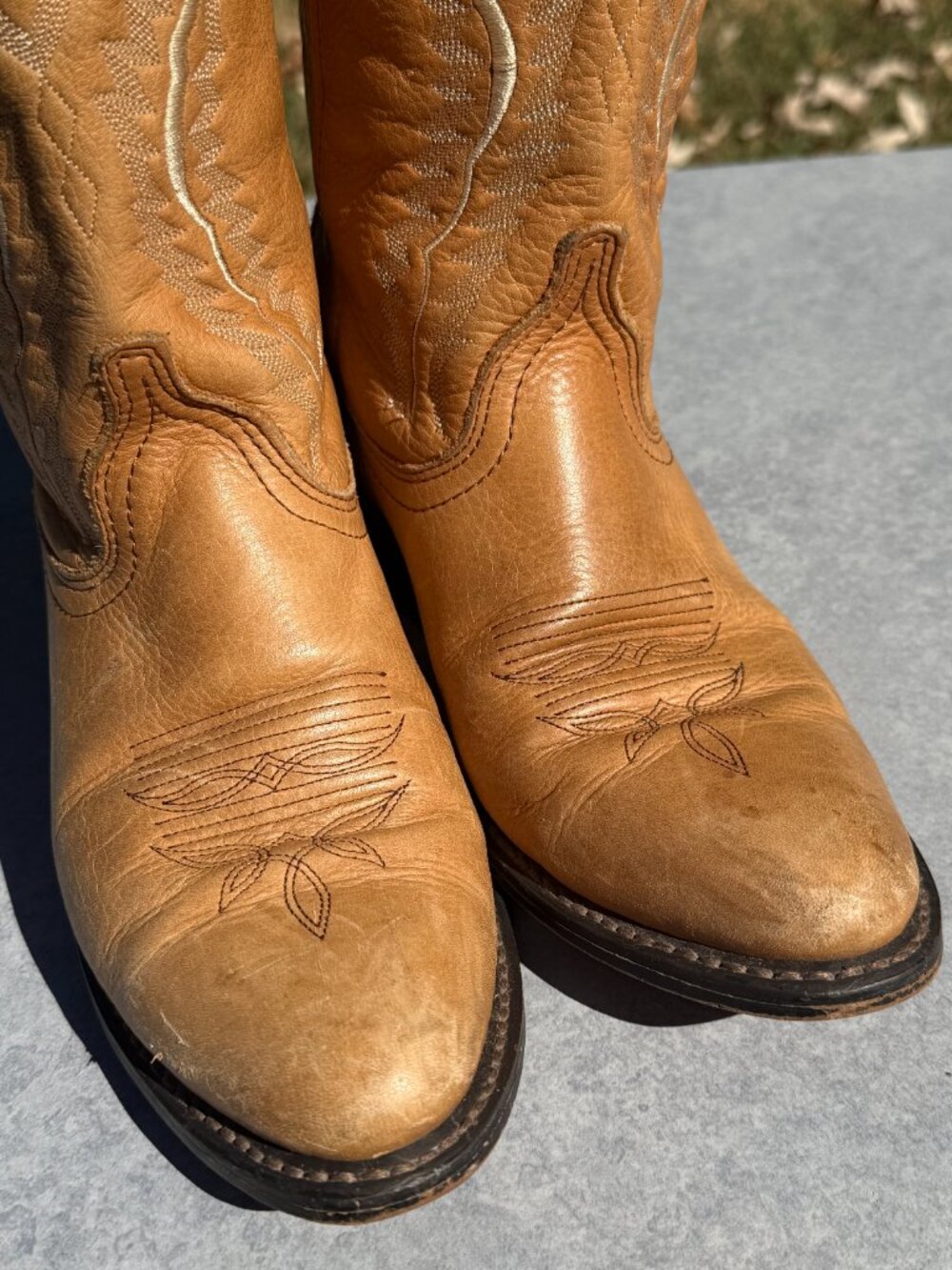 Laredo 51080 Womens 8M Tan Leather Cowboy Boots Western Cowgirl Ranch Core 4389 - Picture 7 of 9
